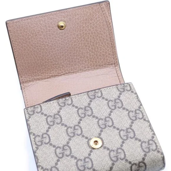 Gucci GG Marmont Bifold Wallet Compact Coin Case Beige Brown Campus - Picture 4 of 6